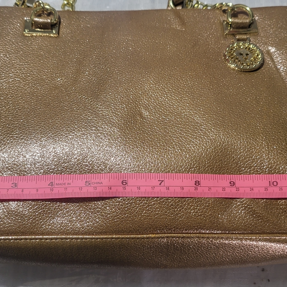 Anne Klein Blue and Gold Structured Shoulder Bag - Picture 5 of 9